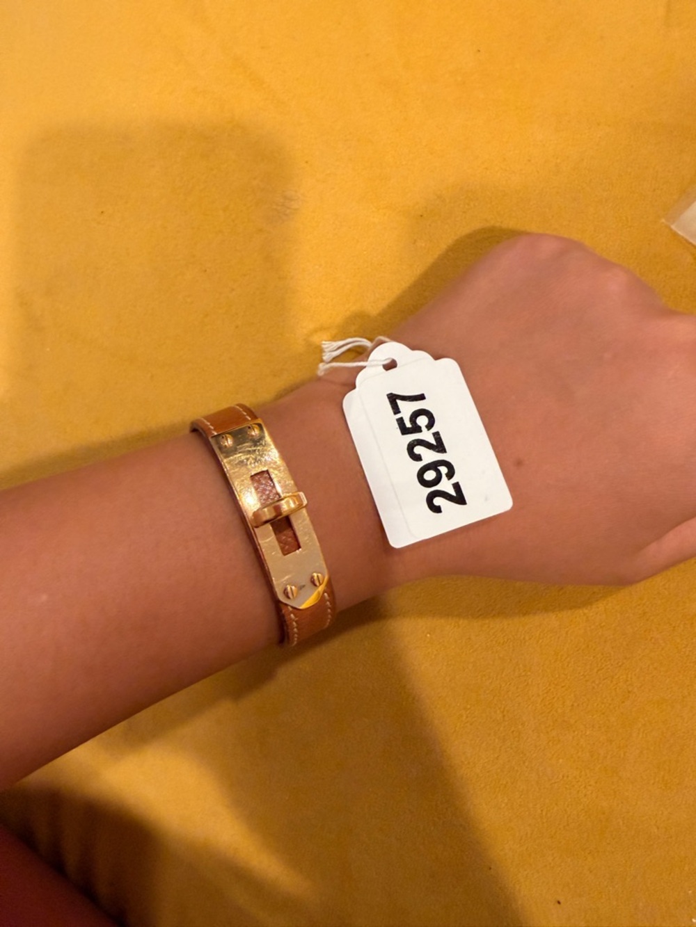 Hermes Gold-Tone Hardware with Tan Leather Strap Bracelet Watch - Picture 1 of 1